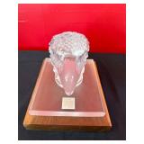 Lalique Crystal Eagle Head Paperweight
