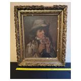 Oil Painting of a Man in Ornate Gilded Frame