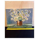 Oil Painting of Daisies in Copper Vase on Canvas