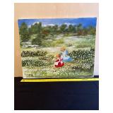 Landscape Painting With Figures in Flower Field