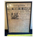 Framed World War II Newspaper, ï¿½The War Is Over!ï¿½