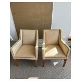 Pair of Upholstered Armchairs with Wooden Legs