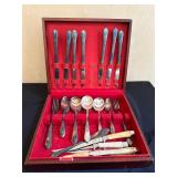 Silver-Plated Flatware Set in Wooden Box