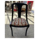 Black Wood Accent Chair With Patterned Cushion