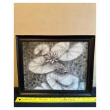 Framed Charcoal Drawing of Water Lilies, 2024