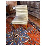 Striped Upholstered Side Chair with Wooden Legs
