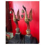 Pair of Gilded Brass Thai Hanging Bell Sculptures