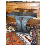 Rectangular Table with Ornate Pedestal Base