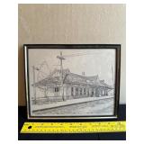 Framed Sketch of Pascagoula Railroad Depot