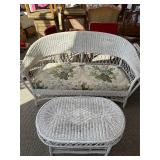 White Outdoor Wicker Furniture Set with Cushions