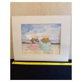 Watercolor of Two Girls on a Beach by Elma Winters