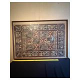 Framed Polynesian Tapa Cloth Artwork