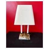 Brass and Marble Table Lamp with Fabric Shade