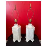 Pair of White Ceramic Table Lamps
