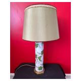 Table Lamp with Floral Design and Gold Shade