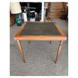 Carrom Folding Table with Wood Frame and Black Top