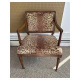 Wood Frame Chair with Leopard Print Upholstery