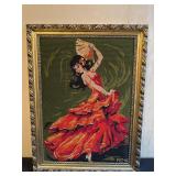 Framed Needlepoint of Flamenco Dancer