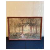 Framed Landscape Painting Depicting a Forest Scene