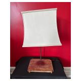 Table Lamp with Fabric Shade and Wooden Base