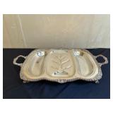 Silver-Plated Meat Tray with Ornate Handles