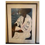 Framed Artwork Depicting a Figure in Hat and White