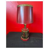 Hand-Painted Asian-Inspired Table Lamp with Shade
