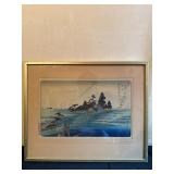 Framed Japanese Woodblock Print with Gold Frame