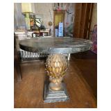 Marble and Carved Pedestal Side Table