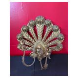 Gold-Toned Metal Wall Sconce with Floral Motif