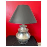 Polished Metal Table Lamp With Black Shade