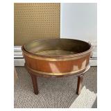 Wood and Brass Planter Stand with Lion Head Motifs