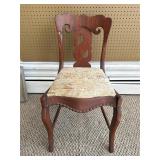 Wooden Side Chair With Carved Backrest