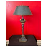 Metal Lamp Shade on Ornate Table Lamp Base