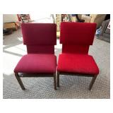 Pair of Red Upholstered Mid-Century Modern Chairs