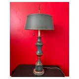 Dark Green Table Lamp with Gold Accents and Shade