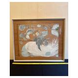 Framed Artwork Depicting Bird and Foliage