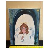 Framed Angel Painting With Artist Signature
