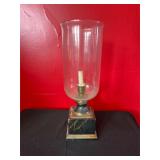 Glass Hurricane Lamp with Wooden Base