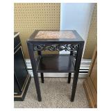 Dark Wood Side Table With Marble Inset