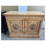 Wooden Cabinet with Carved Floral Detailing