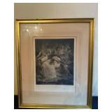 Framed Classical Engraving with Gold-Tone Frame
