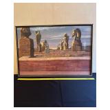 Framed Artwork Depicting Sculptures and Figure