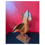 Hand-Carved Wooden Rooster Sculpture by Nate Thorn