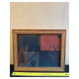 Framed Abstract Art in Woven Wooden Frame