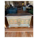 Heritage Engraved Two-Door Cabinet with Marble Top