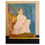 Signed 2001 Oil Painting of a Child on Canvas