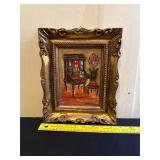 Painting With Ornate Frame and Artist Signature