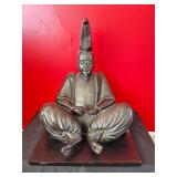 Bronze Sculpture of a Seated Figure w Headress