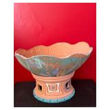 Handcrafted Terra Cotta Bowl with Pedestal Base